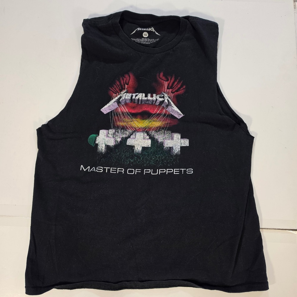 Metallica Master of Puppets Sleeveless Graphic Muscle T-Shirt Black Large 2023